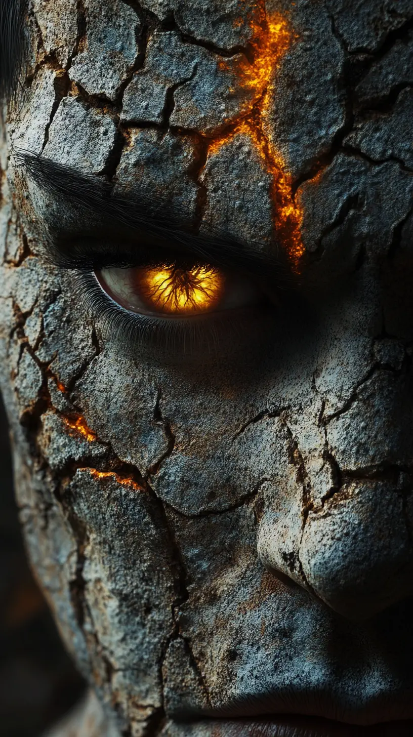 Dark fantasy portrait of a human demon hybrid face