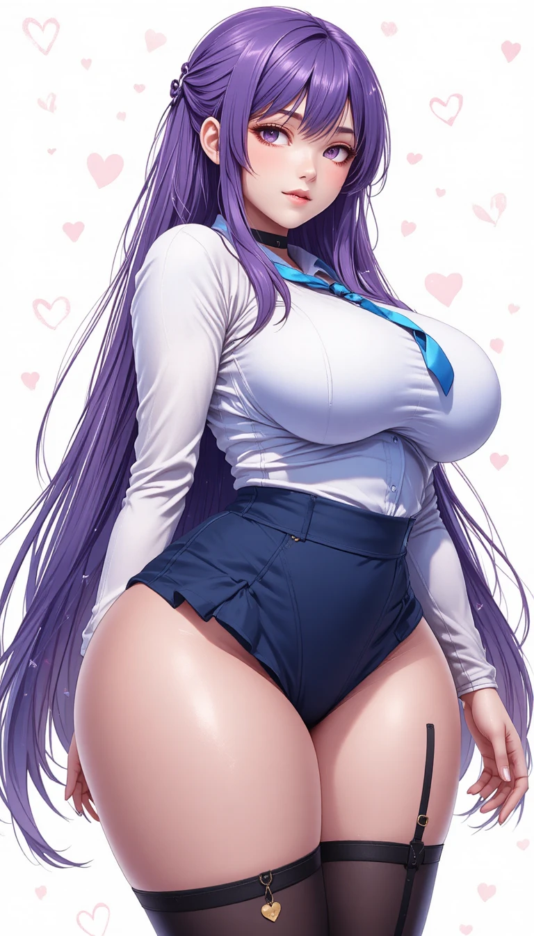 Anime girl in tight school outfit from low angle view