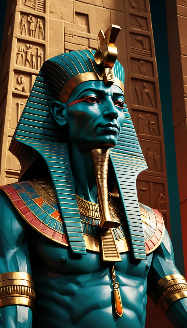 Großer ägyptischer Pharao feiert in einer schatzgefüllten Pyramide