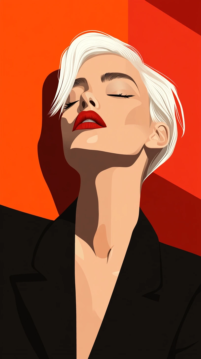 Elegant woman in graphic abstract portrait illustration