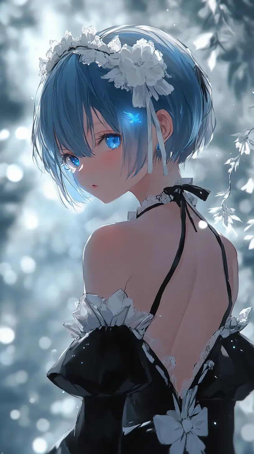 Anime maid girl in an ethereal fantasy landscape