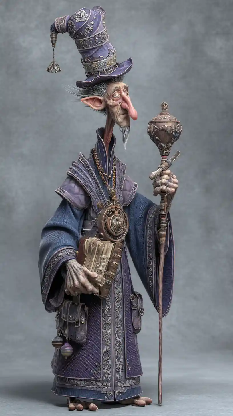 Alto mago goffo in uno stile fantasy 3D dettagliato