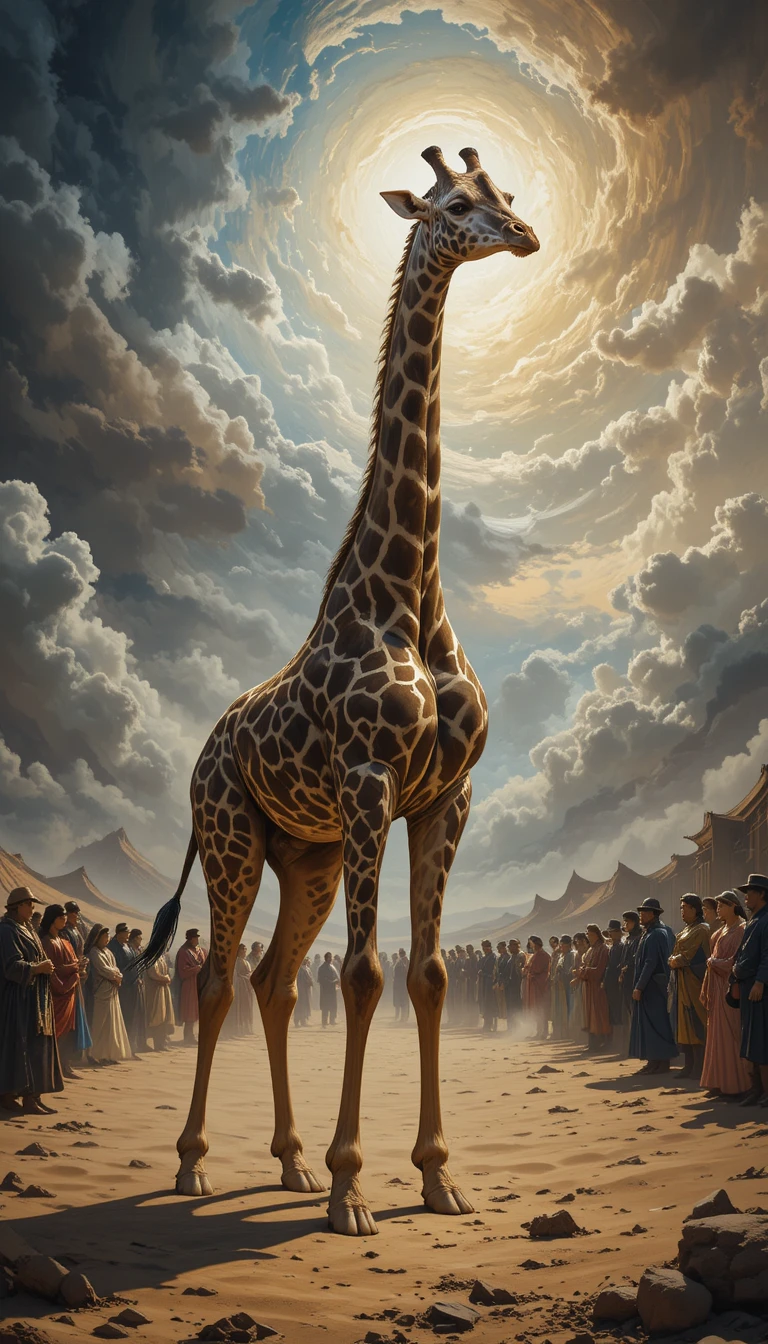 Giraffe Posing Powerfully In A Dramatic Desert Scene