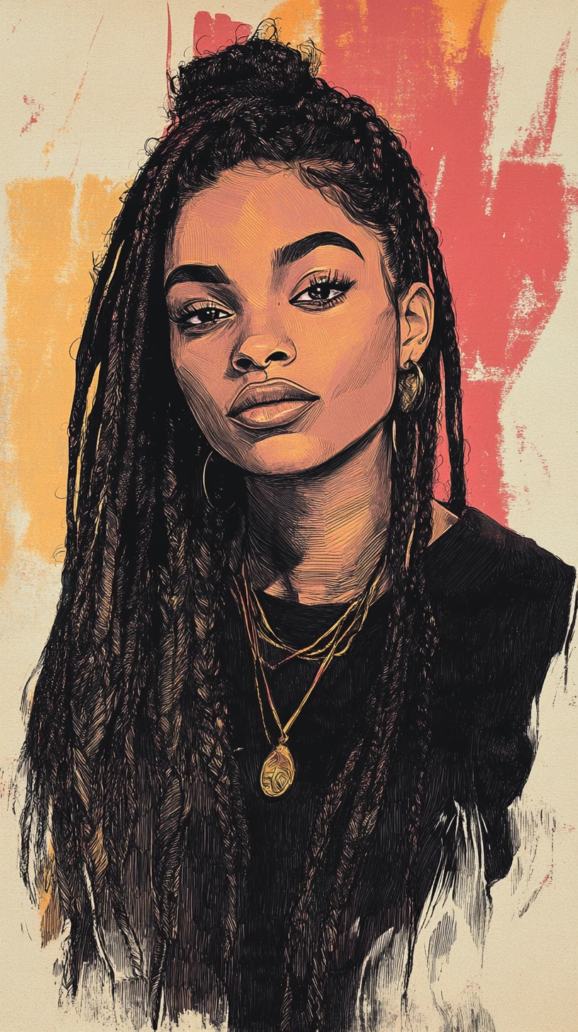 Color pencil portrait of a serene black woman in rasta beanie