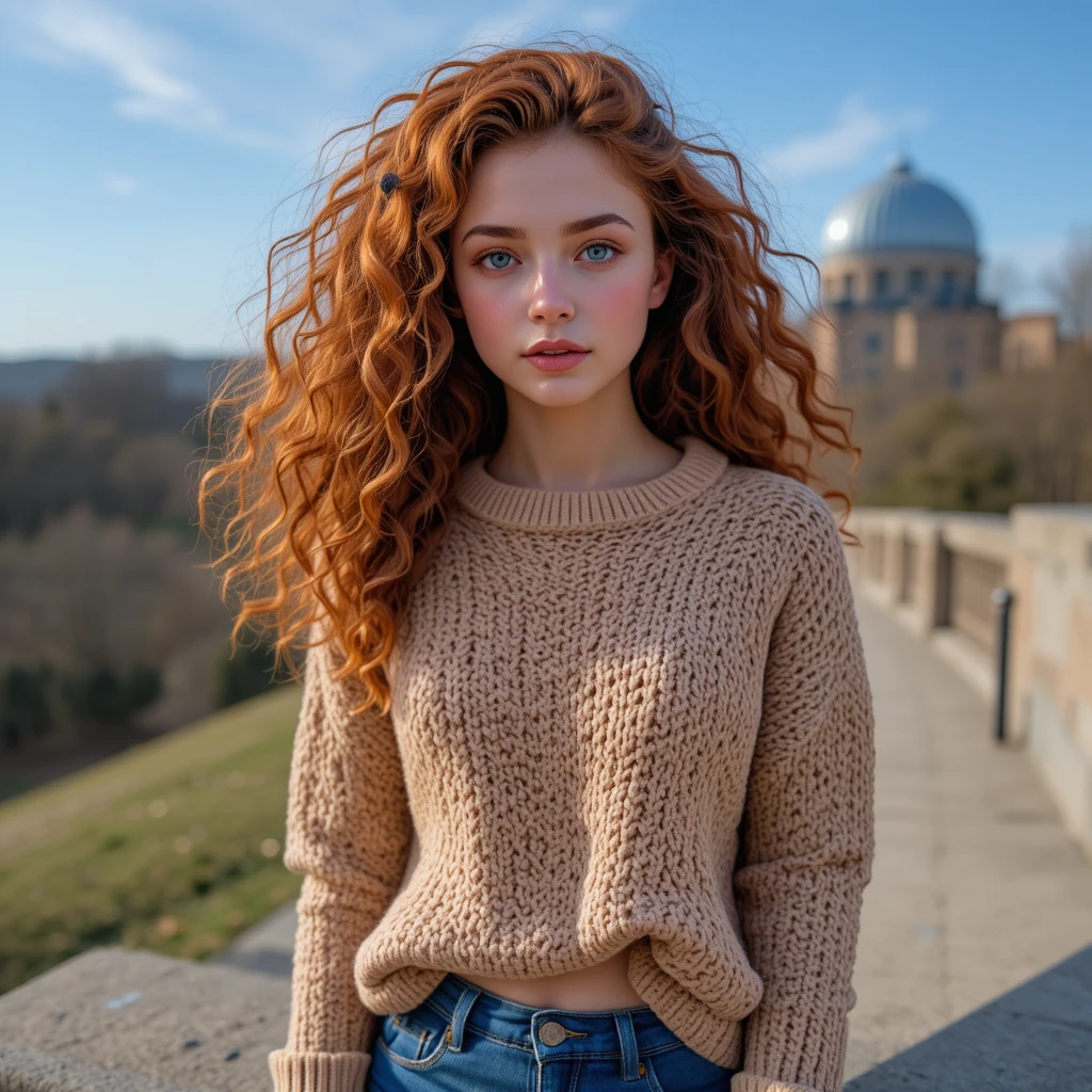 Hermosa chica con heterocromía en el observatorio de Yale