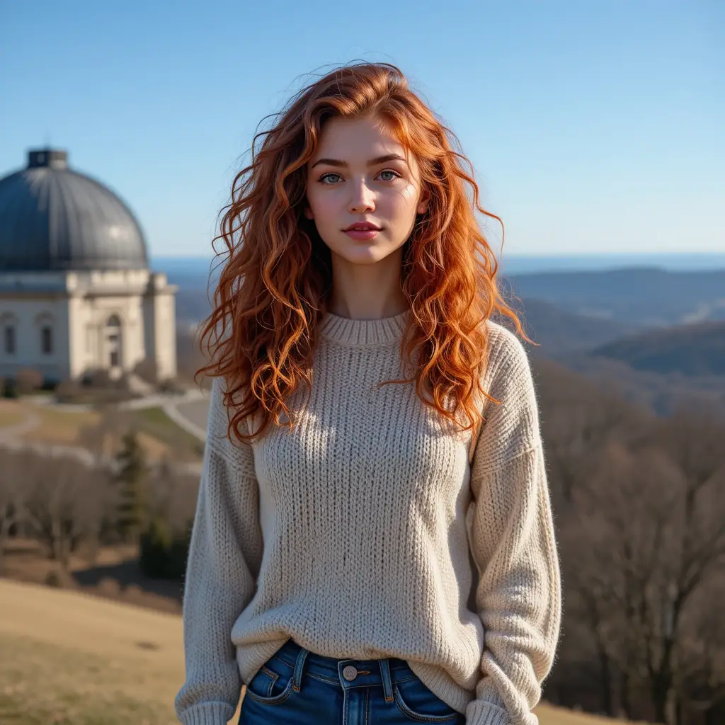 Beautiful girl with heterochromia at Yale observatory