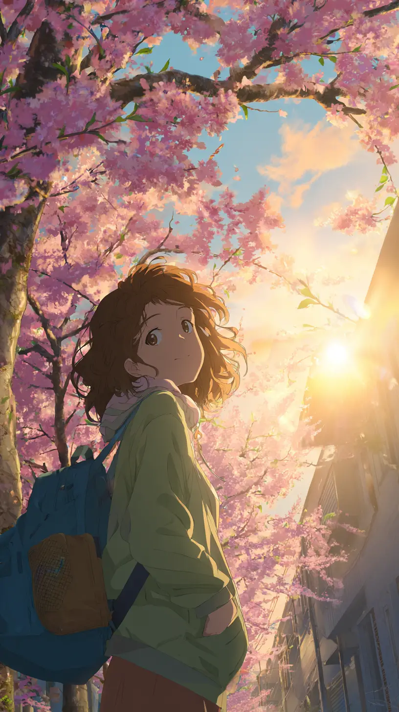 Young woman standing in radiant spring sunshine outdoors