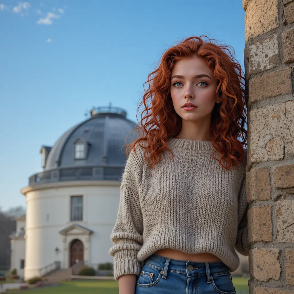Beautiful girl with heterochromia at a Yale observatory