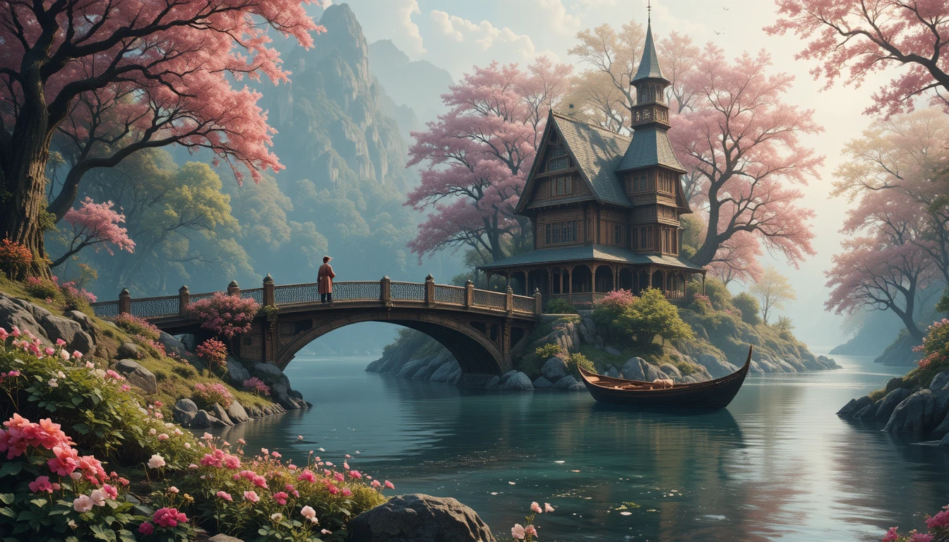 Charming house by the forest edge in early spring