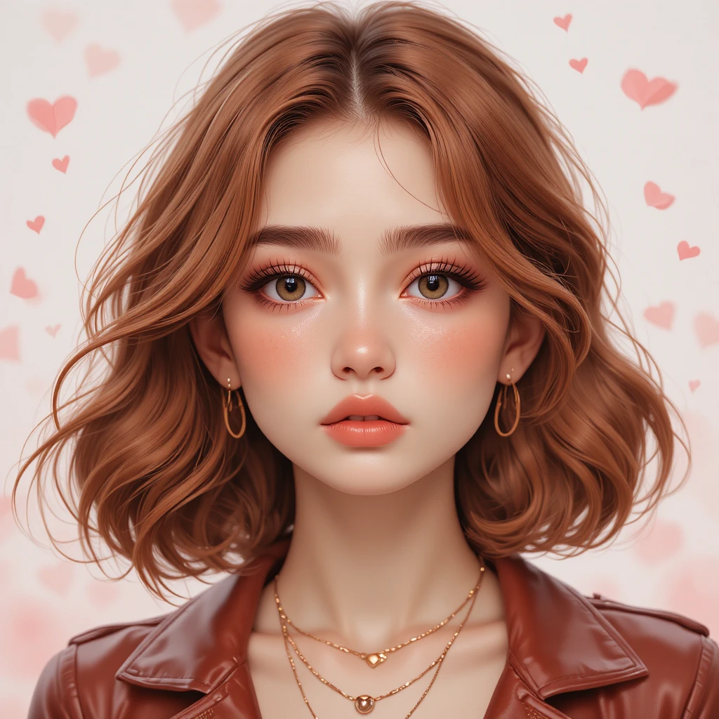 Portrait d’une jeune femme aux yeux noisette et bijoux dorés