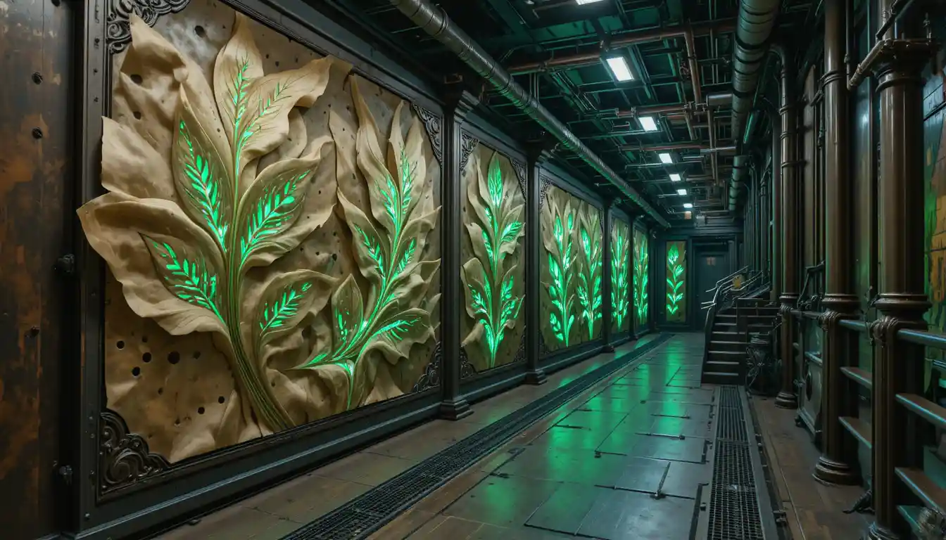 Decorative 3D wall art with giant abstract perforated leaves