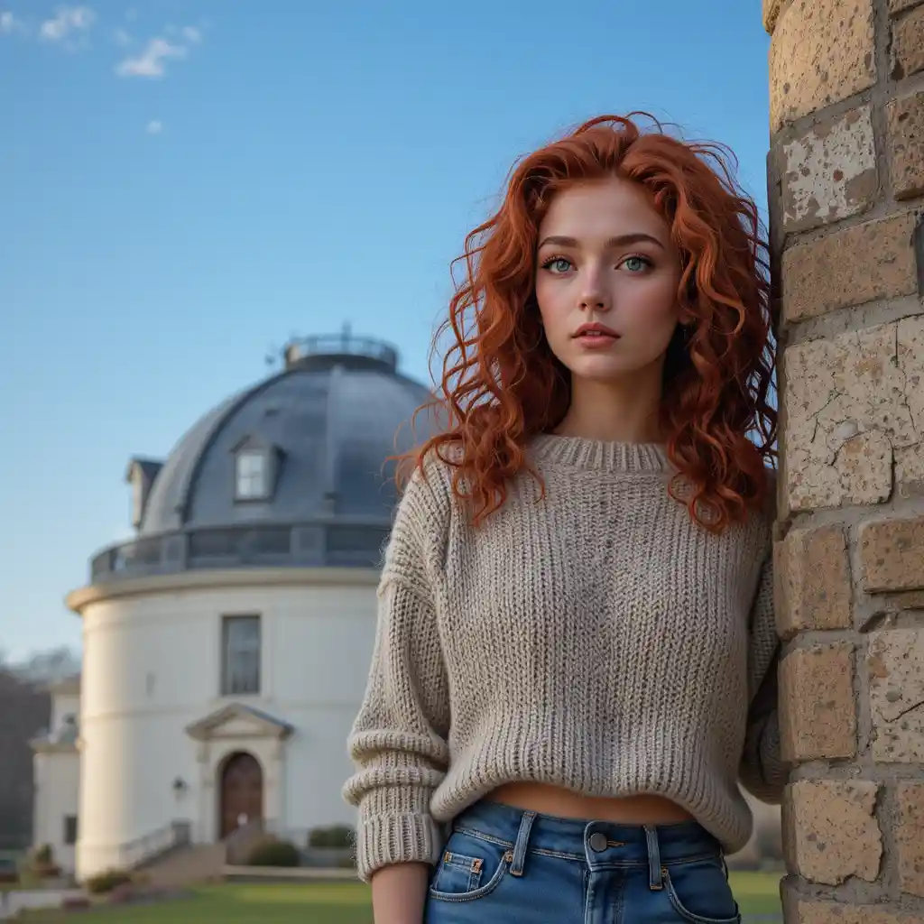 Hermosa chica con heterocromía en un observatorio de Yale