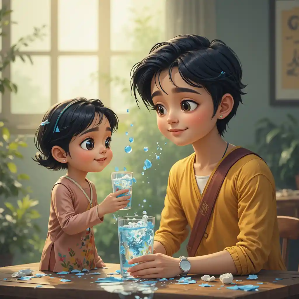 Glass Of Water And Lake In A Simple Story Scene