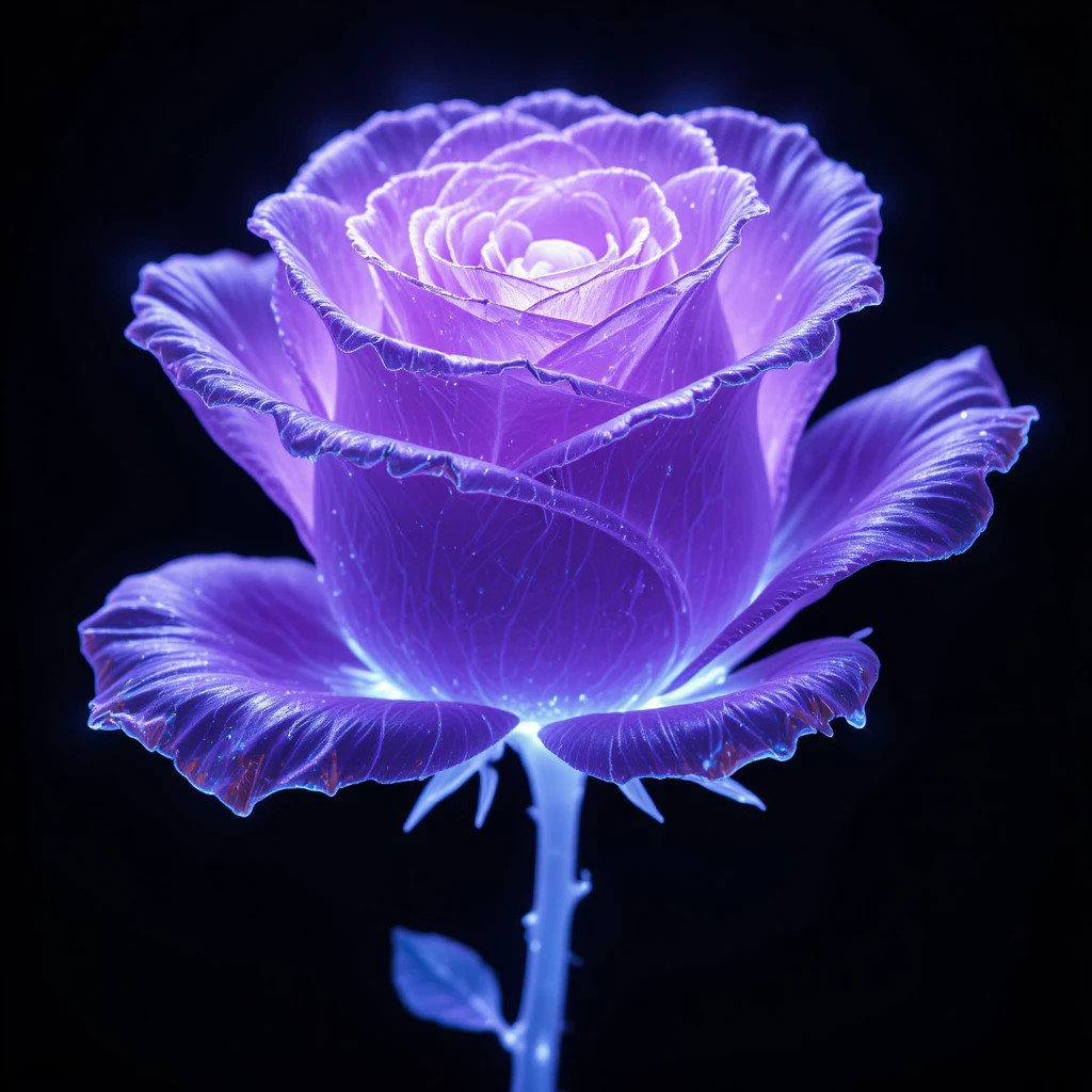 Glowing Lavender Rose In Dark Digital 3D Rendering