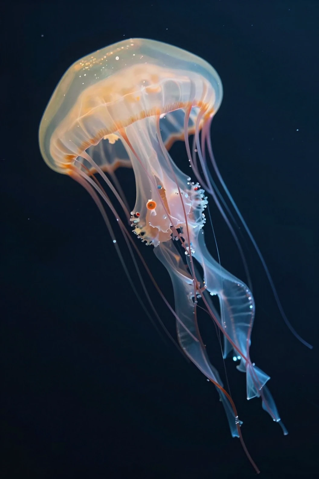 Medusa flotando con gracia en una escena submarina cristalina