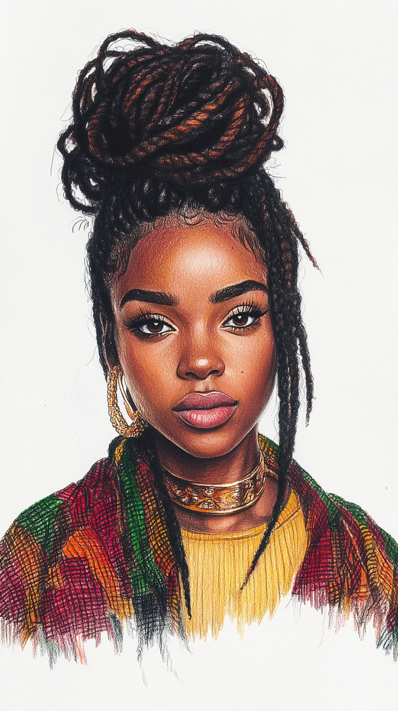 Serene portrait of a black woman in rasta beanie illustration
