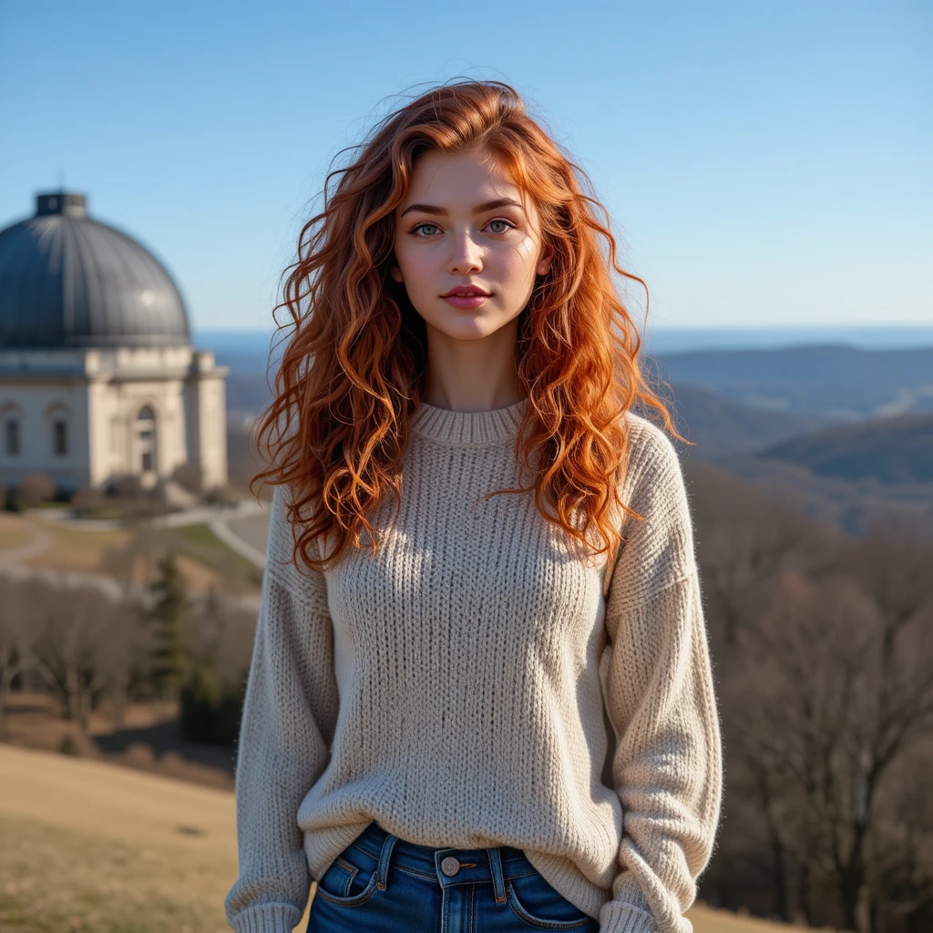 Hermosa chica con heterocromía en el observatorio de Yale
