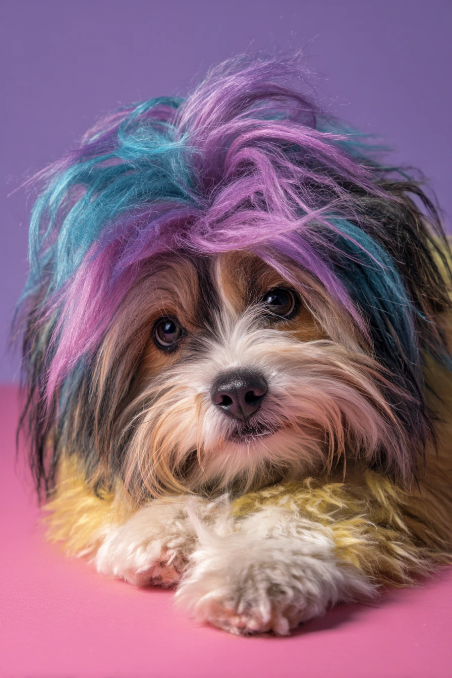 Cane cartoon giocoso che posa in un luminoso studio fotografico