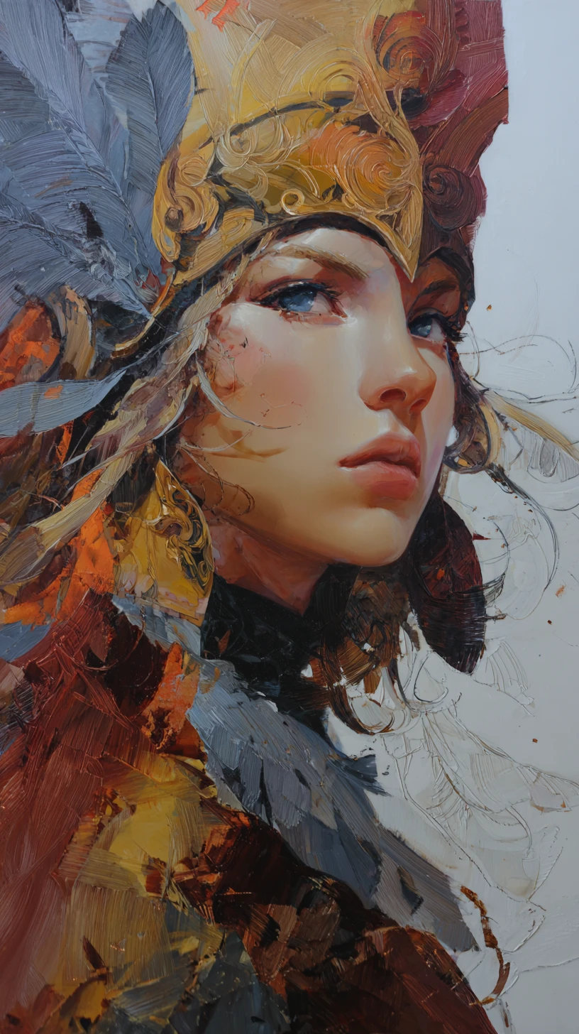 Majestueuse princesse guerrière debout sur une colline baignée de soleil