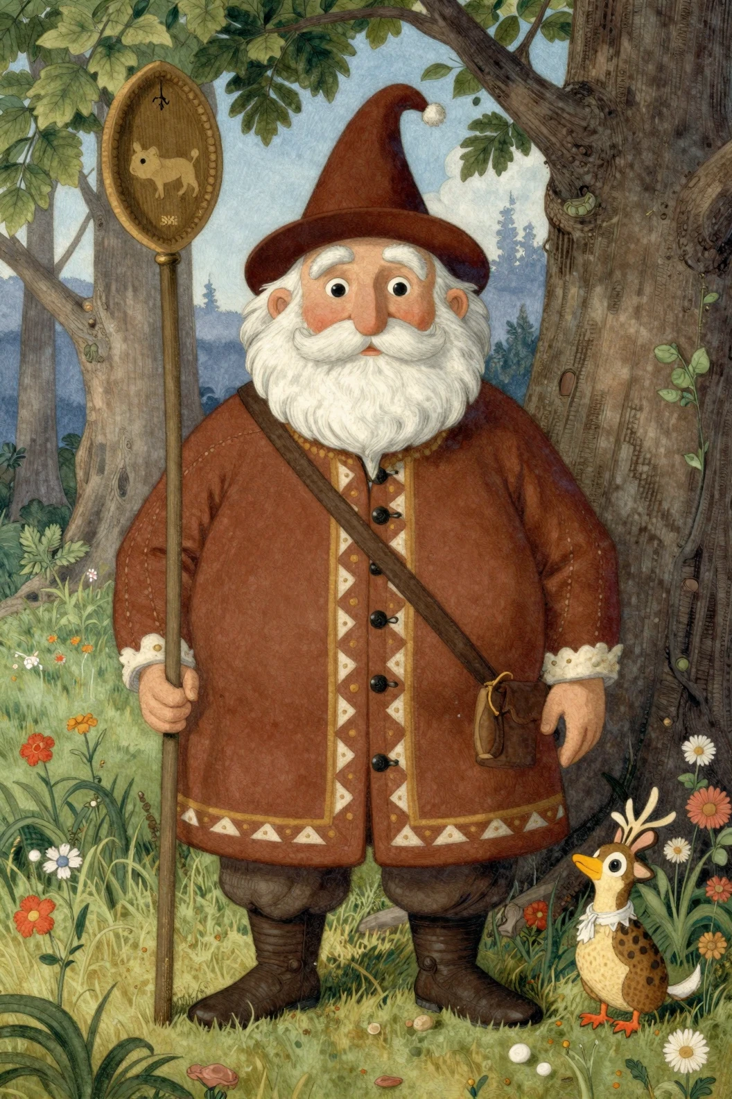 Misteriosa Figura de Abuelo en Colorido Cuento de Hadas Eslavo