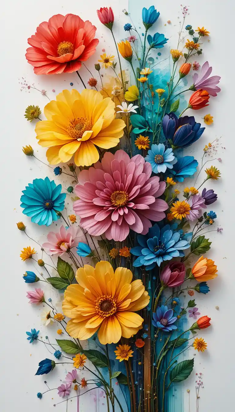 Colorful spring abstract collage on white background