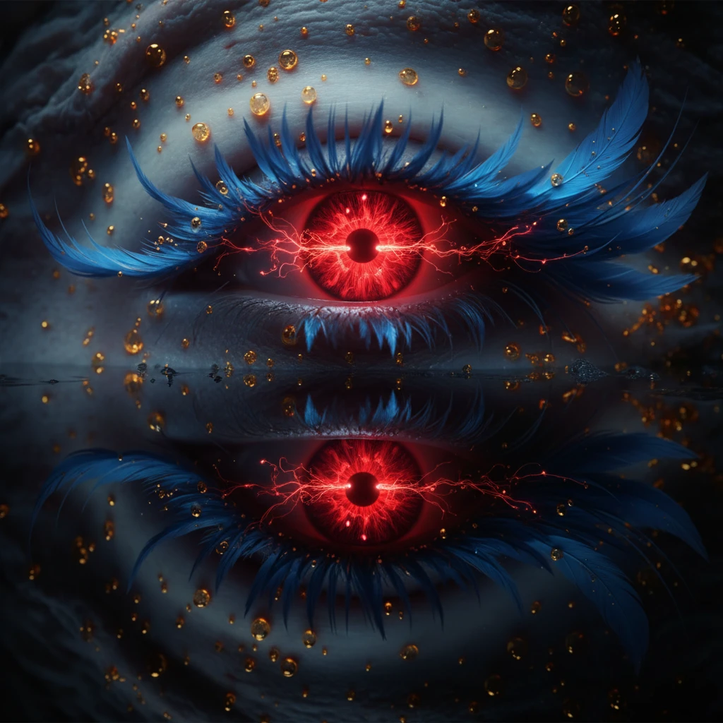 Surreal close up of a ruby red human eye