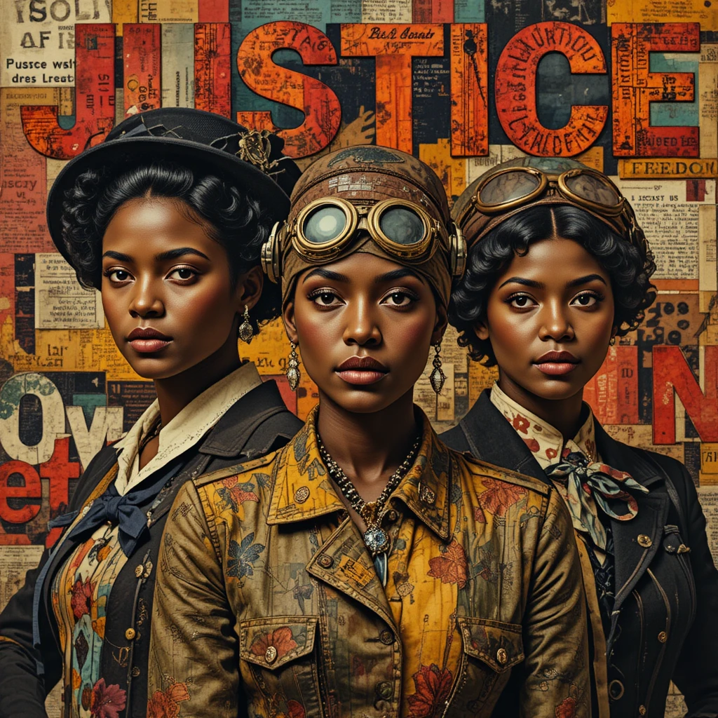 Mixed media collage of three pioneering African American women