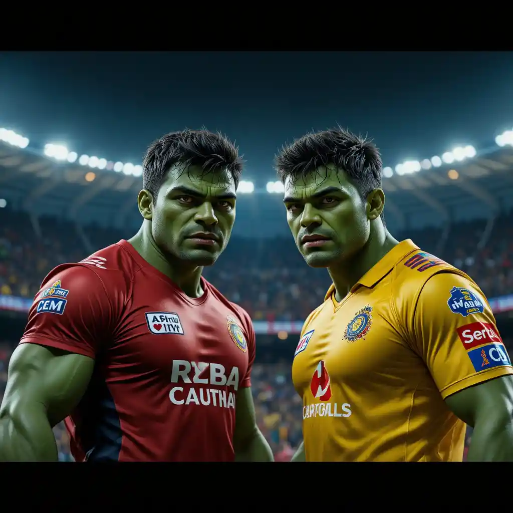 Two identical hulks facing off in a roaring stadium