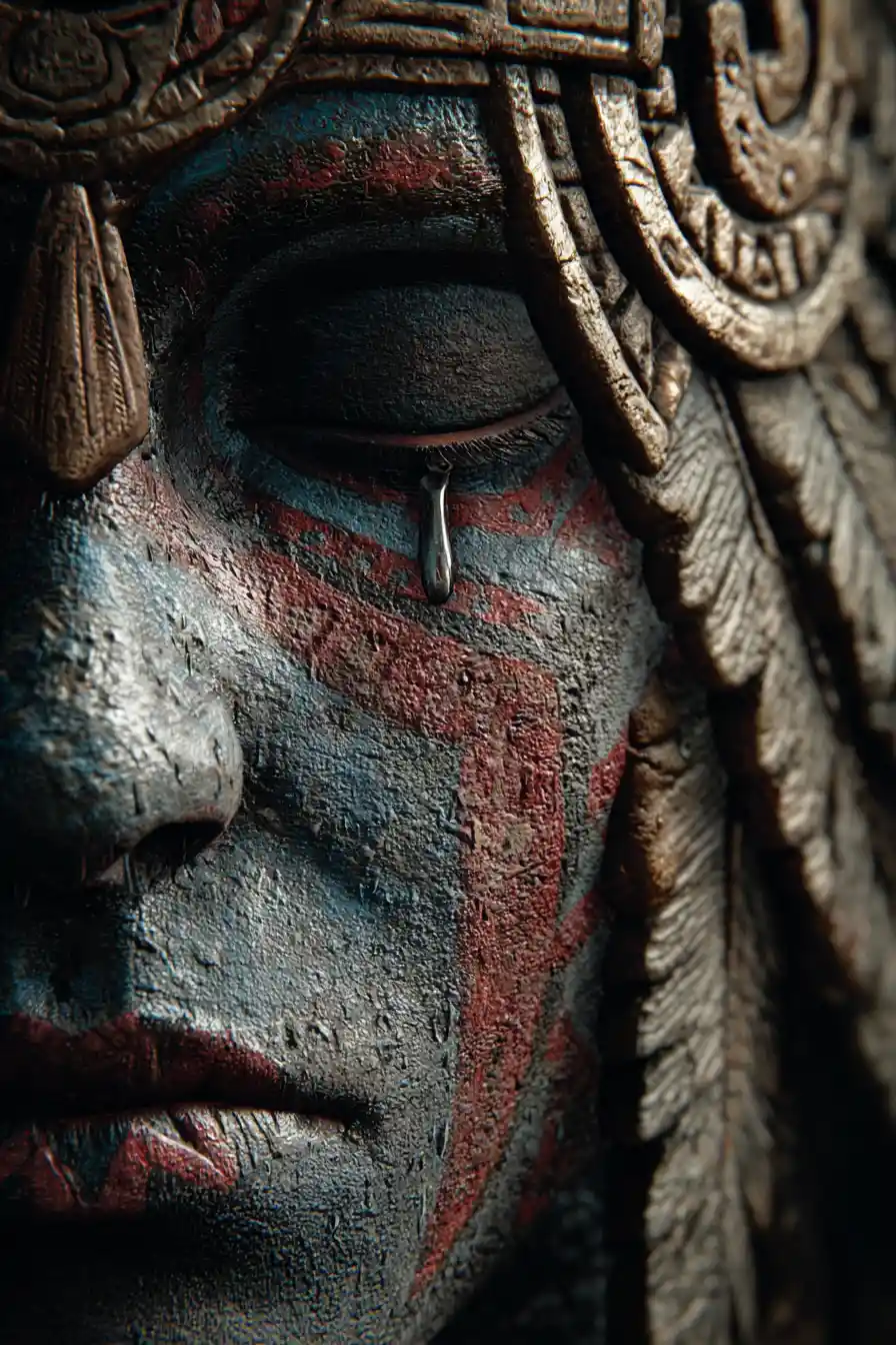 Mysterious Aztec moon goddess portrait in illustrative style