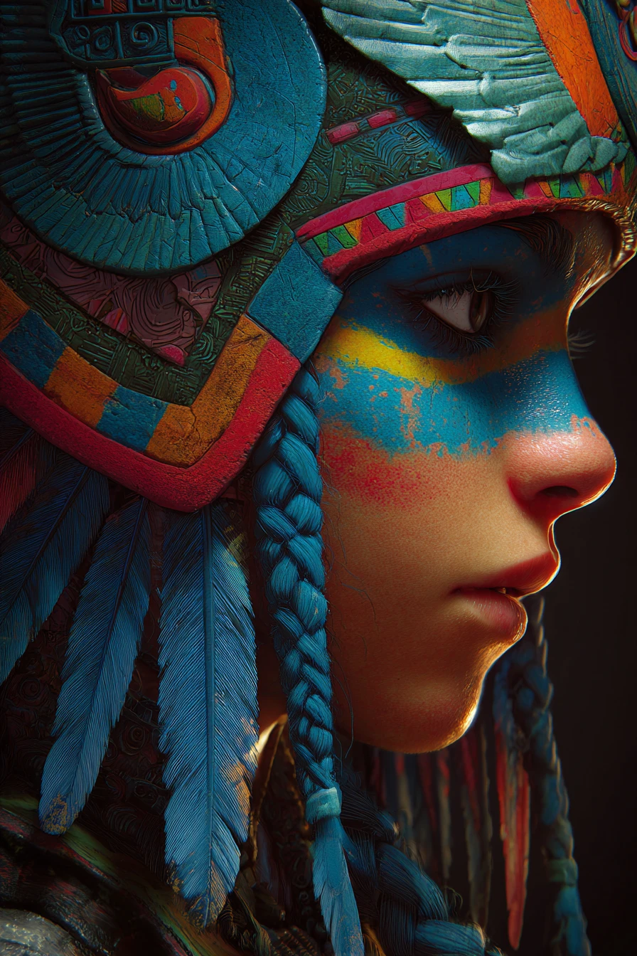 Mystical Moon Goddess Close Up In Stylized Illustration