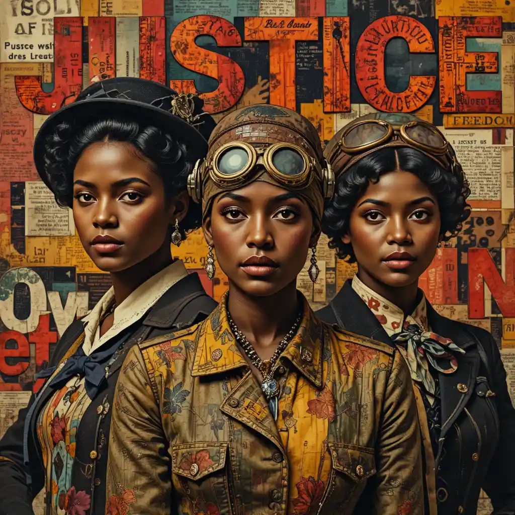 Mixed media collage of three pioneering African American women