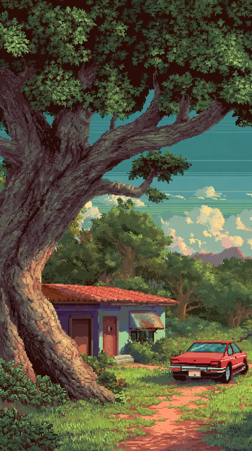 Nostalgic pixel art scene inspired by classic 8 bit games