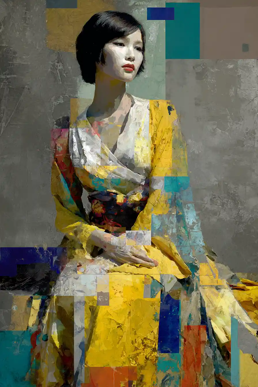 Dadaist collage of a Thai woman in 1920s fashion