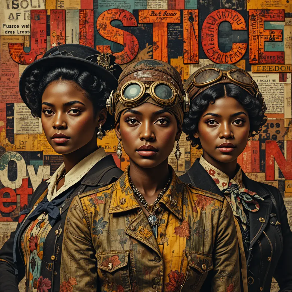 Mixed media collage of three pioneering African American women