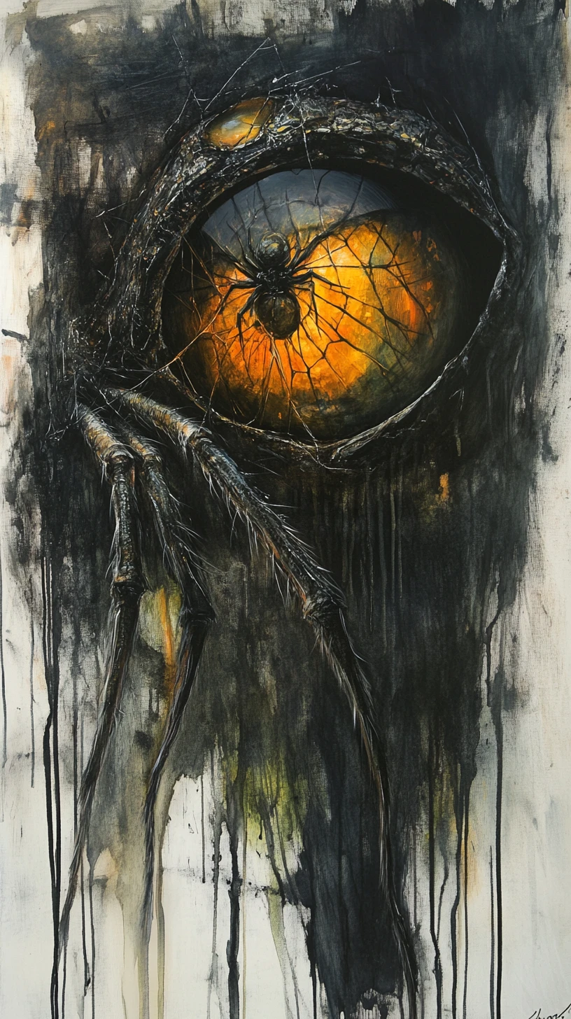 Abstract creature with large reflective spider like eyes