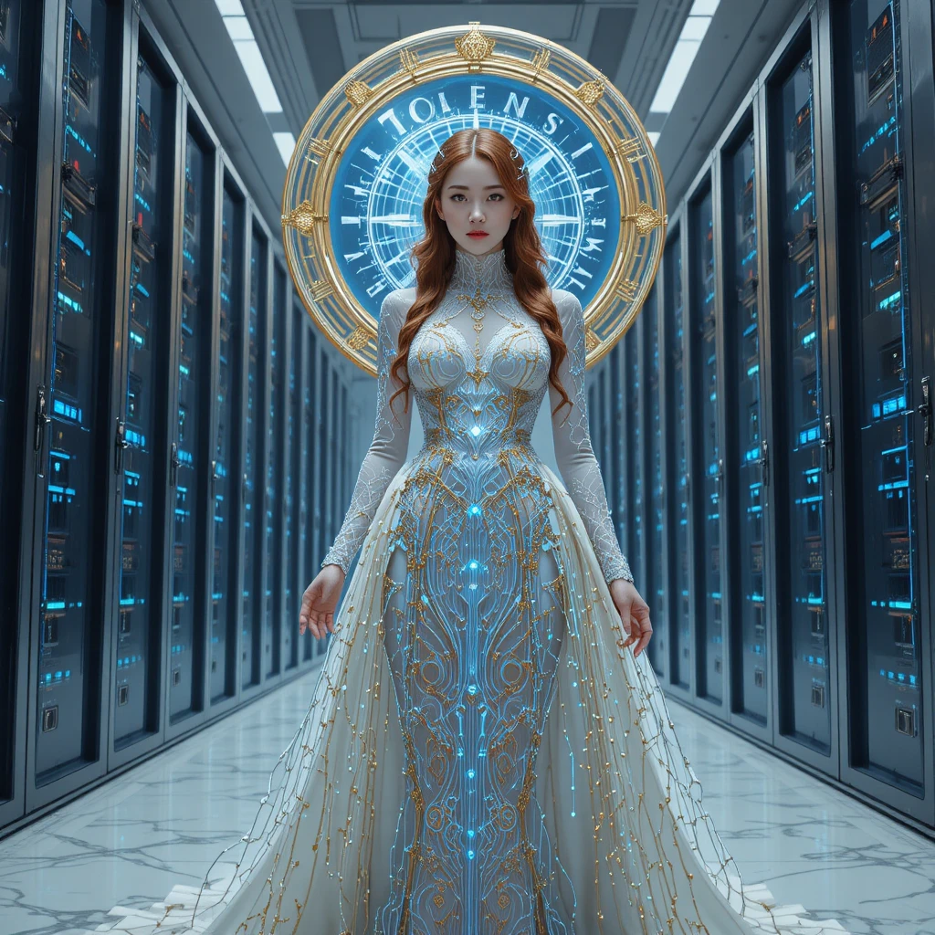 Korean data saint in a cyber baroque mainframe sanctum