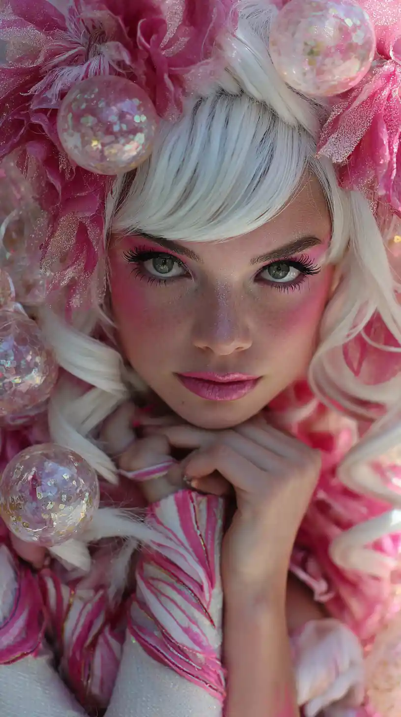 Fantasy fashion woman in expressive couture portrait
