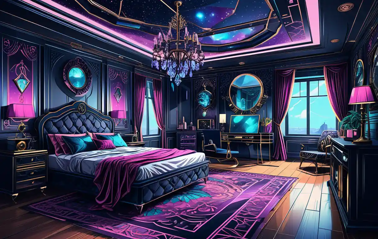 Moody Luxury Living Room In Dark Jewel Tone Interior