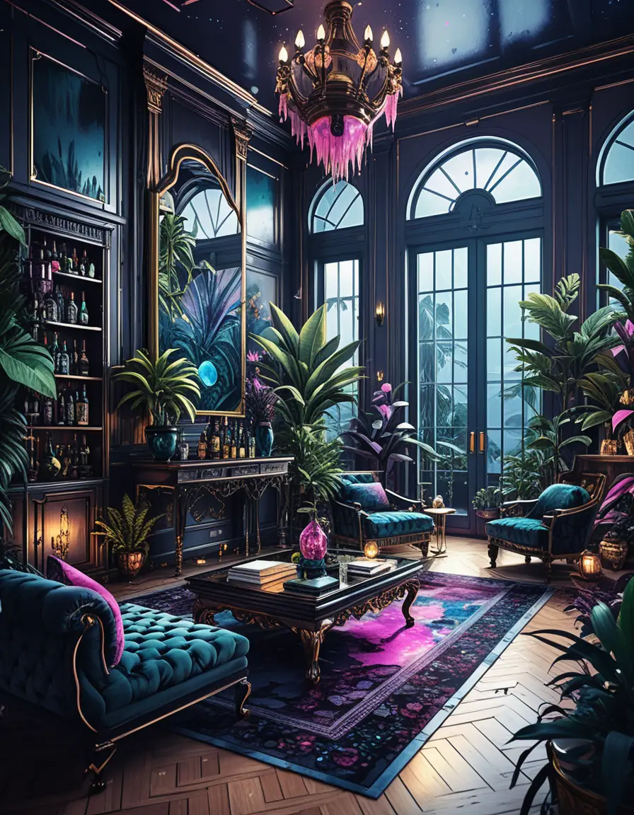 Moody Jewel Toned Luxury Mansion Interior Design