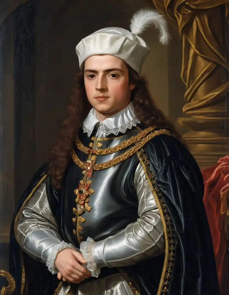 Young Scottish king in baroque style royal portrait