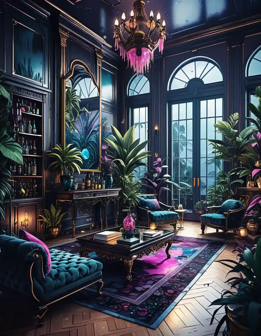 Moody Jewel Toned Luxury Mansion Interior Design
