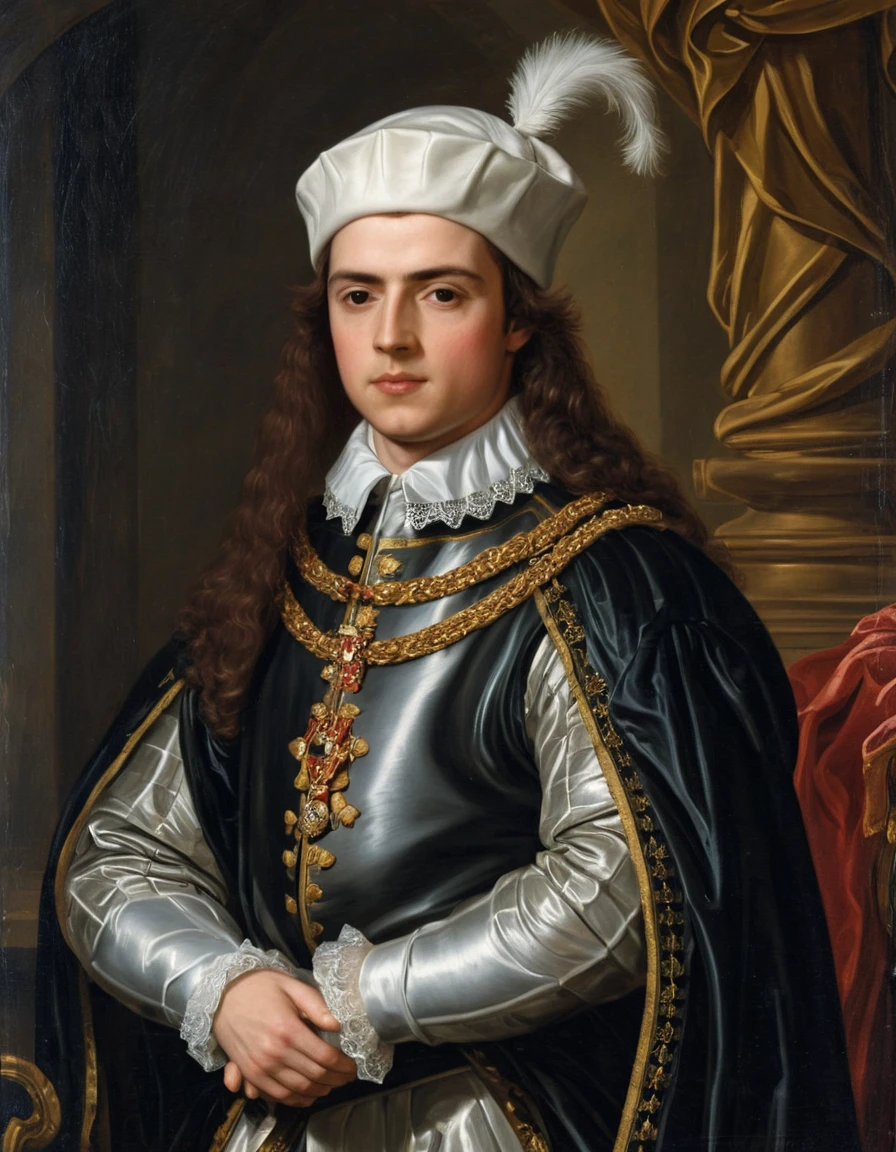 Young Scottish king in baroque style royal portrait