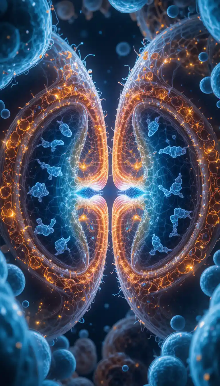 Mitosi cellulare dettagliata con cromosomi che si separano nelle cellule figlie