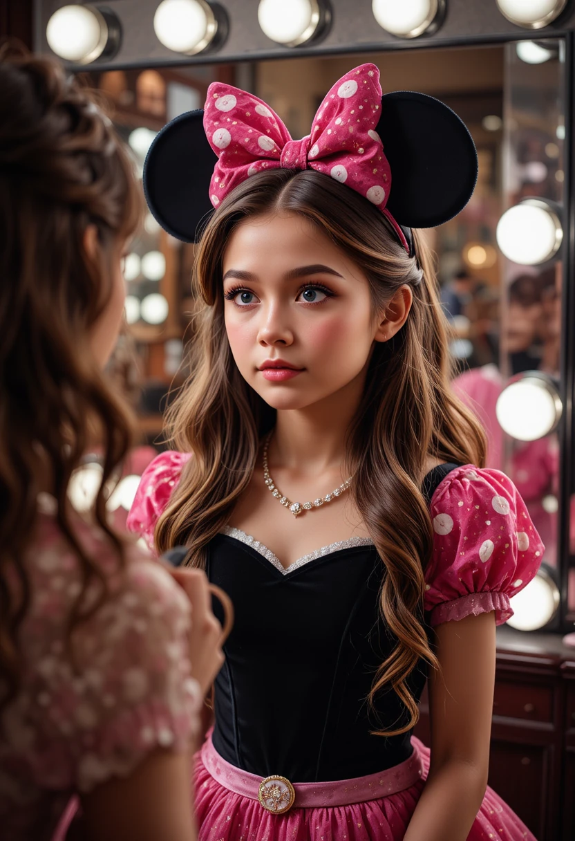 Niño Joven con Vestido de Minnie en Probador de Boutique