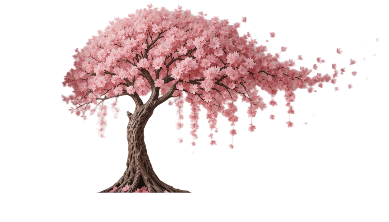 ひらひら舞う花びらがかわいい桜の木の壁紙