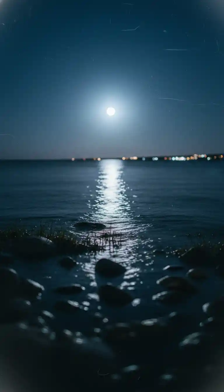 Bright moonlight shining in the clear night sky