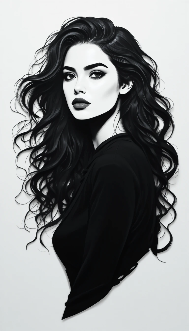 Black and white close up portrait of a fierce woman