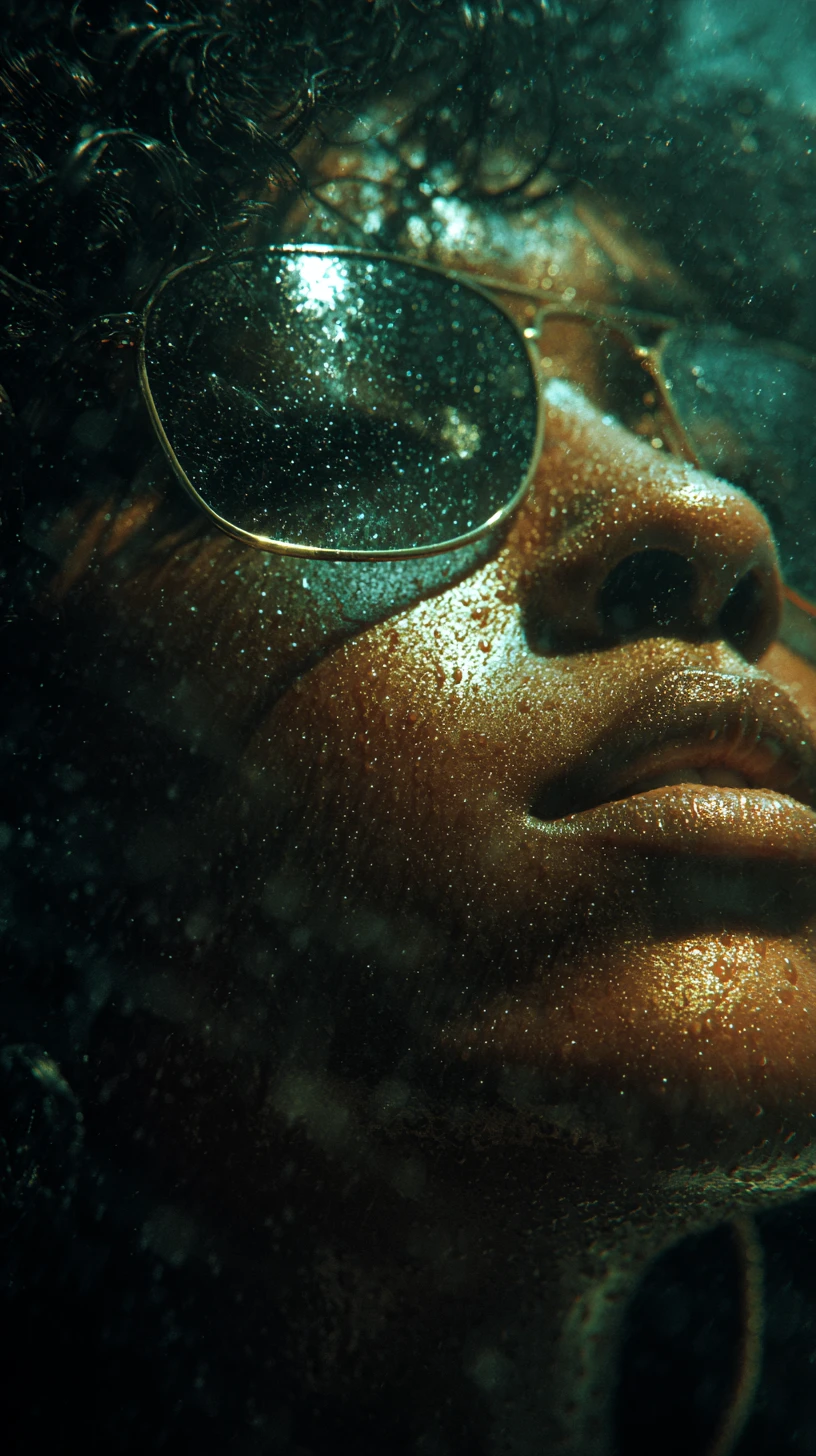 Happy Afrofuturistic woman in neon nightclub close up portrait