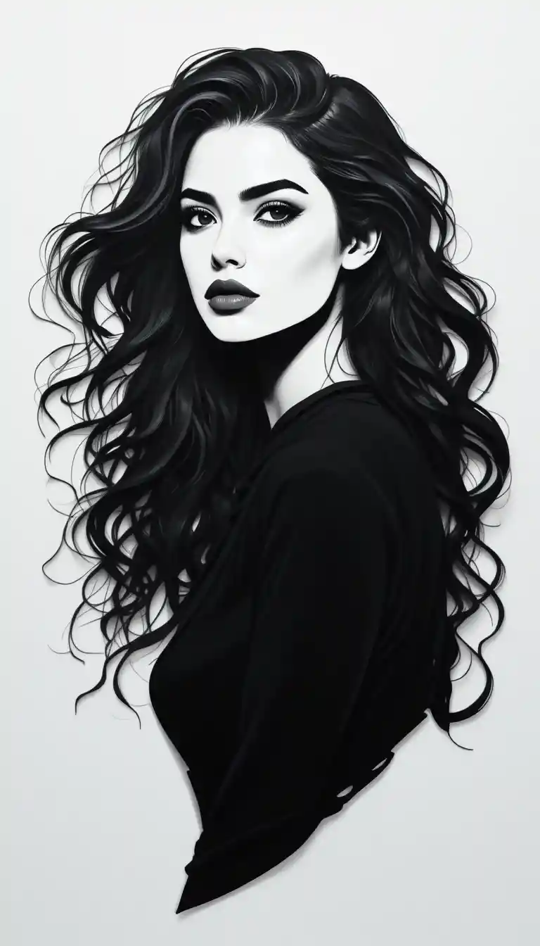 Black and white close up portrait of a fierce woman