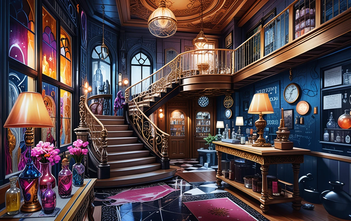 Stylized Two Story Fantasy Merchant House Interior Cutaway
